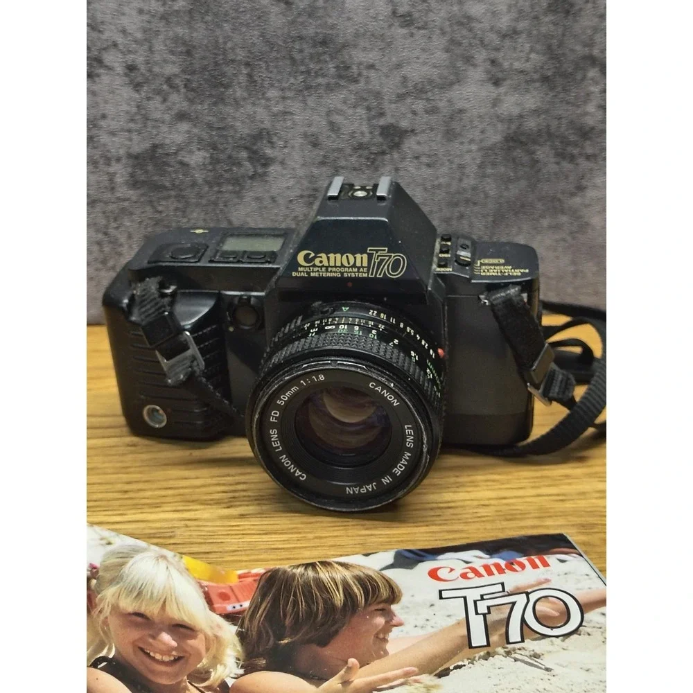 Canon‎ T70 35mm Camera With Canon Zoom Lens FD 50mm FOR PARTS UNTESTED